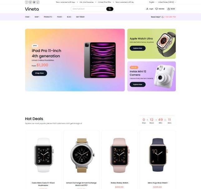 Vineta’s web development project screenshot